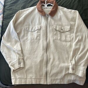 Men's Cream Jacket with Brown Collar